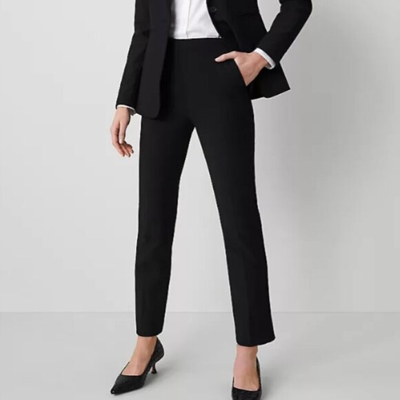NWT Ann Taylor The Side Zip Ankle Pant in Bi-Stretch Black Size 16 - Picture 1 of 10